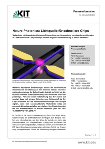 Nature Photonics: Lichtquelle für schnellere Chips