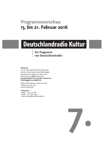 Programmvorschau 15. bis 21. Februar 2016