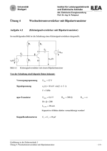 Übung 4 Wechselstromverstärker mit Bipolartransistor