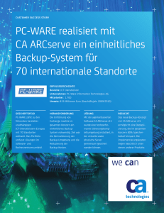 PC-WARE realisiert mit CA ARCserve ein einheitliches Backup