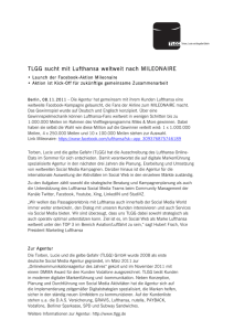 TLGG sucht mit Lufthansa weltweit nach MILEONAIRE