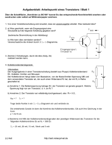 Aufgabenblatt: Arbeitspunkt eines Transistors / Blatt 1