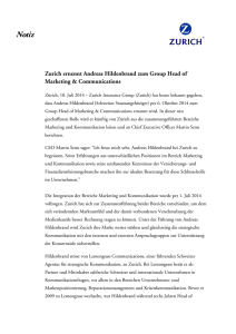 Zurich ernennt Andreas Hildenbrand zum Group Head of Marketing