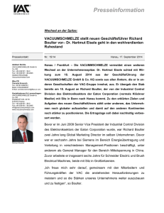 VACUUMSCHMELZE stellt neuen Geschäftsführer Richard Boulter vor