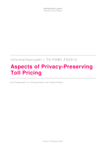 Aspects of Privacy-Preserving Toll Pricing
