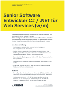 Senior Software Entwickler C# / .NET für Web Services (w/m)