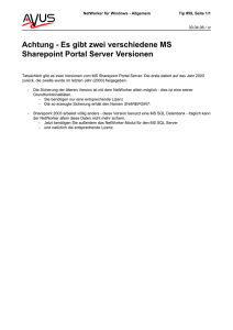Achtung - Es gibt zwei verschiedene MS Sharepoint Portal Server