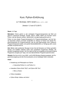 Kurs: Python-Einf¨uhrung