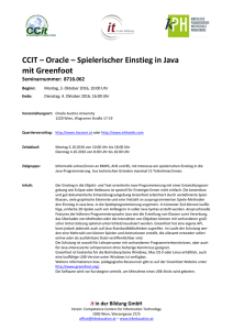CCIT – Oracle – Spielerischer Einstieg in Java mit - PH