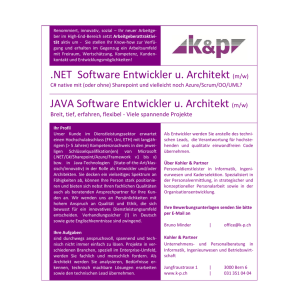 NET Software Entwickler u. Architekt JAVA Software Entwickler u
