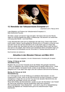 15. Newsletter vom 6. Februar 2012 - Volkssternwarte