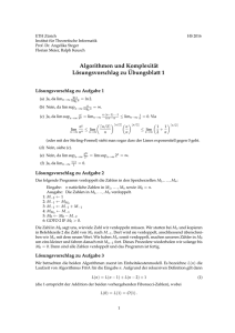Algorithmen und Komplexität Lösungsvorschlag zu Übungsblatt 1