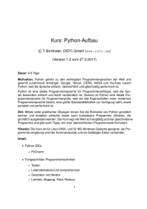Kurs: Python-Aufbau
