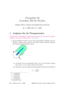 Uebungsblatt 06 fuer Grundkurs IIIb fuer Physiker