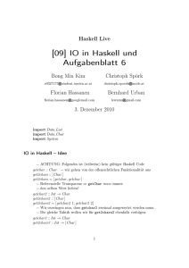 [09] IO in Haskell und Aufgabenblatt 6