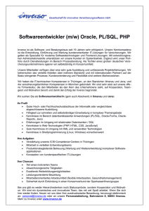Softwareentwickler (m/w) Oracle, PL/SQL, PHP