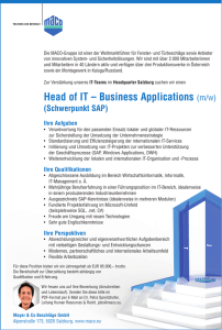 Head of IT – Business Applications (m/w)