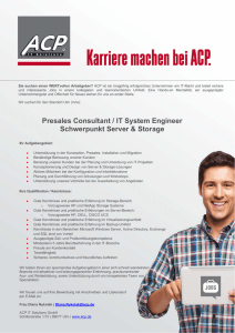 Presales Consultant / IT System Engineer Schwerpunkt Server