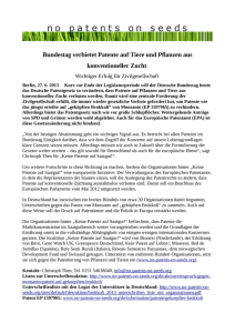 Bundestag verbietet Patente auf Tiere und Pflanzen aus