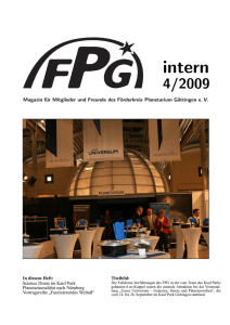 FPGintern 4/2009 - Förderkreis Planetarium Göttingen