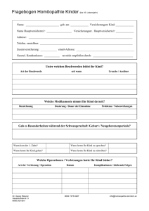 Fragebogen Homöopathie Kinder (bis 16. Lebensjahr)