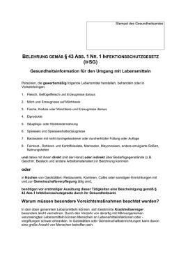 Belehrung Gem. § 43 Infektionsschutzgesetz