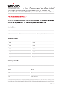 Anmeldeformular - TANGENS Wirtschaftsakademie GmbH