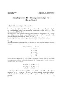 Kryptographie II – Lösungsvorschläge für ¨Ubungsblatt 9