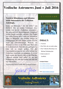 Vedische Astronews Juni + Juli 2016 INHALT