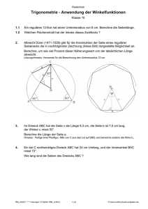 Trigonometrie - Anwendung der Winkelfunktionen - Mathe
