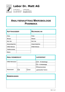Analysenauftrag Mikrobiologie Pharmaka