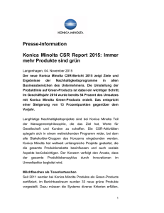 Presse-Information Konica Minolta CSR Report 2015: Immer mehr