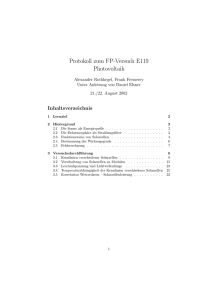 Protokoll zum FP-Versuch E119 Photovoltaik
