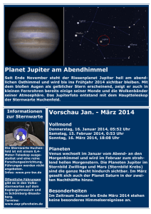 Planet Jupiter am Abendhimmel Vorschau Jan.