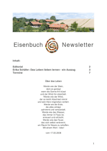 Inhalt: Editorial 2 Erika Schäfer: Das Leben lieben lernen