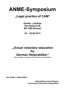 Vortrag in Brüssel, deutsch - Heilpraktikerverband Bayern eV