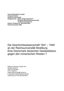 Die Geschichtswissenschaft 1941 – 1945 an der Reichsuniversität