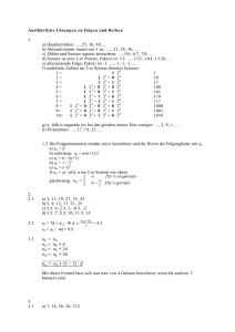 Ausführliche Lösungen zu Folgen und Reihen 1. a) Quadratzahlen