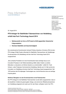 PFX-Anleger für Stahlfolder Falzmaschinen von Heidelberg erhält