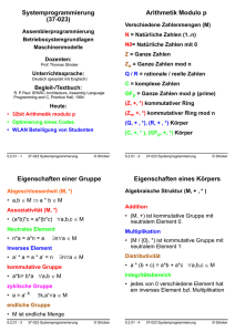 Systemprogrammierung (37-023) Arithmetik Modulo p