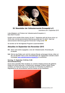 30. Newsletter vom 6. September 2015 - Volkssternwarte