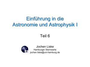 Einführung in die Astronomie unf Astrophysik I