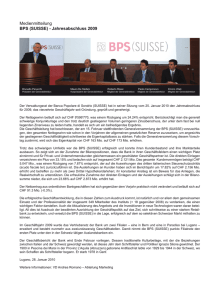 Medienmitteilung BPS - Banca Popolare di Sondrio (SUISSE)