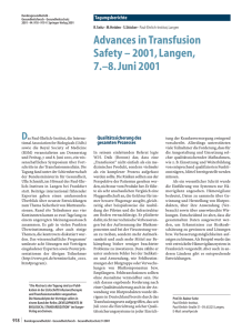 Advances in Transfusion Safety – 2001, Langen, 7.–8. Juni 2001