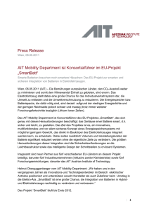 Press Release AIT Mobility Department ist Konsortialführer im EU