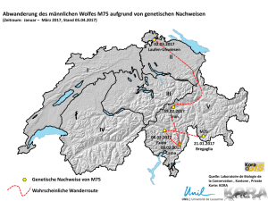 Karte zur Abwanderung des Wolfes (PDF, 1 Seite, 484 kB)