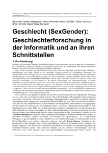 Geschlecht (SexGender): Geschlechterforschung in der