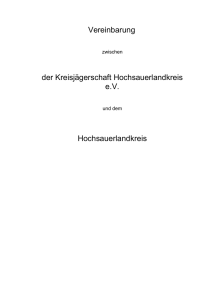 Vereinbarung der Kreisjägerschaft Hochsauerlandkreis e.V.