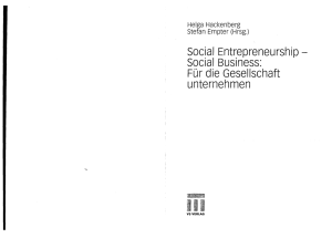 Social Entrepreneurship - Social Business