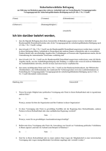 Original Fragebogen "Sicherheitsrechtliche Befragung"
